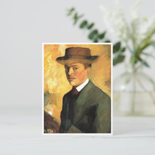 August Macke - Self Portret with Pet 1909 Oil Briefkaart (Staand voorkant)