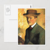 August Macke - Self Portret with Pet 1909 Oil Briefkaart (Voorkant / Achterkant)