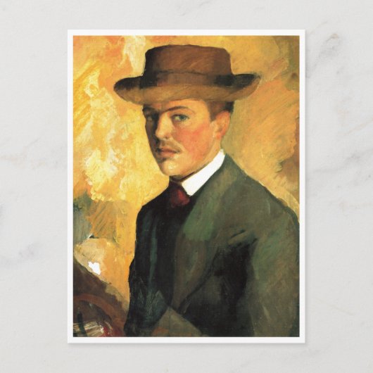 August Macke - Self Portret with Pet 1909 Oil Briefkaart (Voorkant)