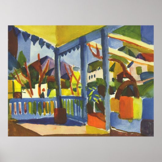 August Macke - Terrasse in St. Germain 1914 Poster (Voorkant)