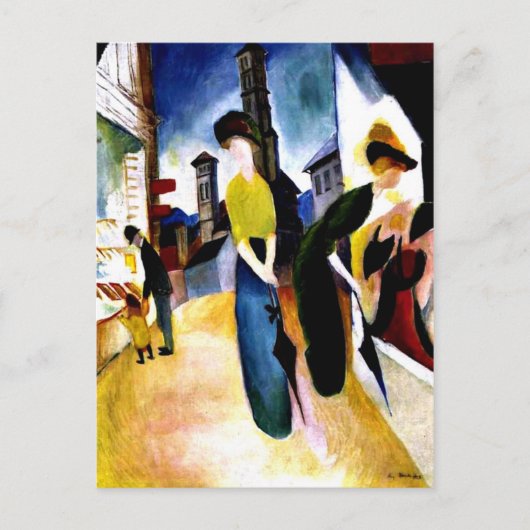 August Macke - Twee vrouwen voor een Pet Winkel Briefkaart (Voorkant)