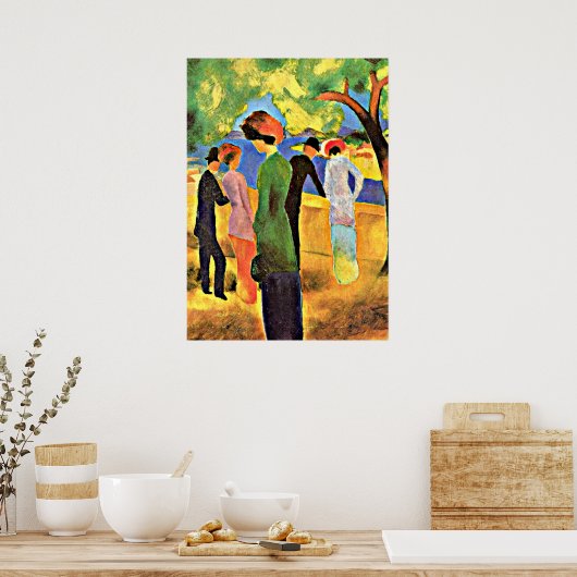 August Macke - Vrouw in een Groen Poster (Keuken)