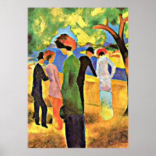 August Macke - Vrouw in een Groen Poster