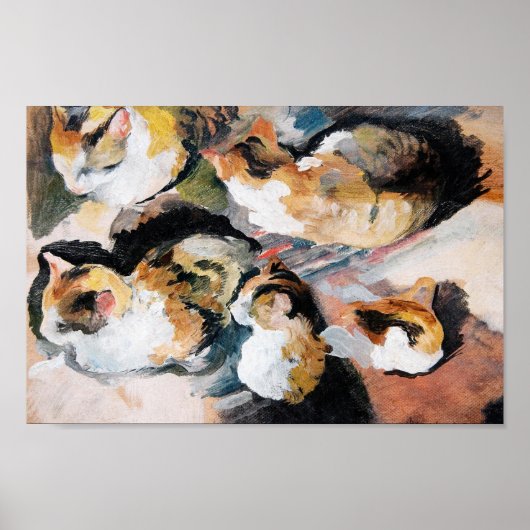 August Macke's Katzenstudien (Studie van een kat)  Poster (Voorkant)