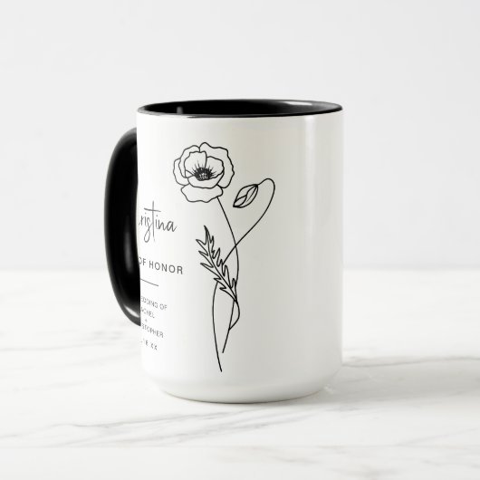 August Maid of Honor | Poppy Birth Flower Mok (Voorkant links)