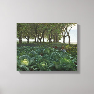 August Malmstrom - Kinderen die in de tuin spelen Canvas Afdruk