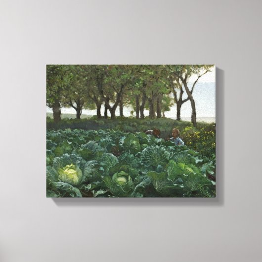 August Malmstrom - Kinderen die in de tuin spelen Canvas Afdruk (Voorkant)