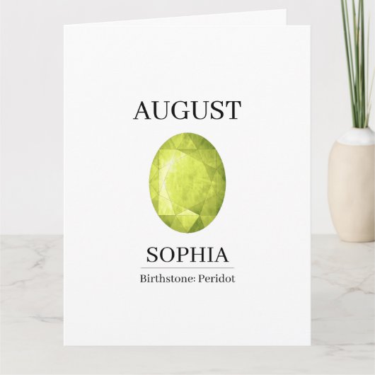 August Peridot Birthday Kaart (Voorkant)