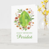 August Peridot Birthstone Verjaardag Wildbloemen Kaart (Gele Bloem)