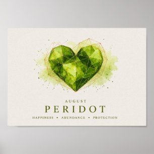August Peridot Hart Geboortesteen Mooie Geboortest Poster