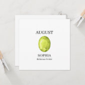 August Peridot Personalized Birthday Kaart (Voorkant / Achterkant in situ)