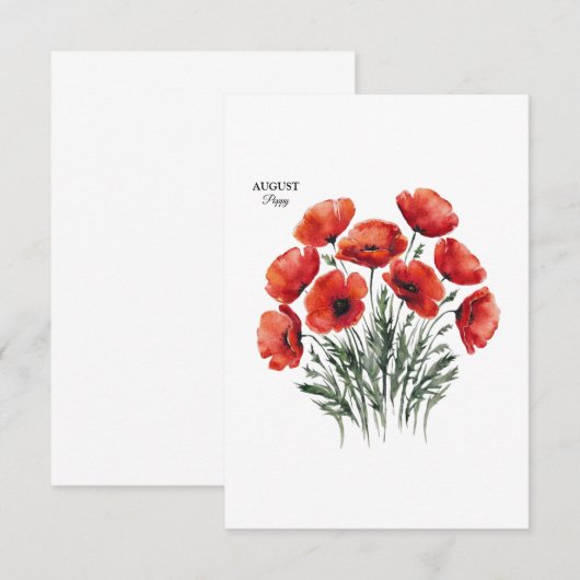 August Poppy Bloom - Gepersonaliseerd verjaardagsc (Voorkant / Achterkant)