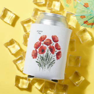 August Poppy Bloom - Gepersonaliseerd verjaardagsc Blikjeskoeler
