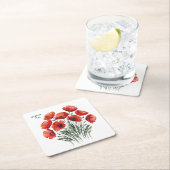 August Poppy Bloom - Gepersonaliseerd verjaardagsc Kartonnen Onderzetters (Insitu)