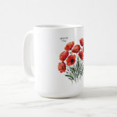 August Poppy Bloom - Gepersonaliseerd verjaardagsc Koffiemok (Voorkant links)