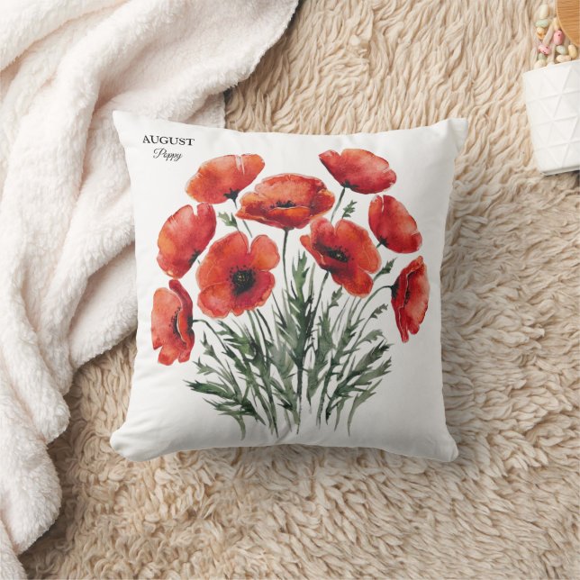 August Poppy Bloom - Gepersonaliseerd verjaardagsc Kussen (Deken)