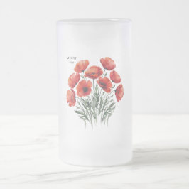 August Poppy Bloom - Gepersonaliseerd verjaardagsc Matglas Bierpul
