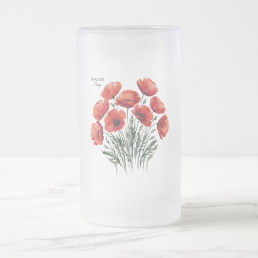 August Poppy Bloom - Gepersonaliseerd verjaardagsc Matglas Bierpul (Center)