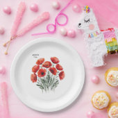 August Poppy Bloom - Gepersonaliseerd verjaardagsc Papieren Bordje (Feest)