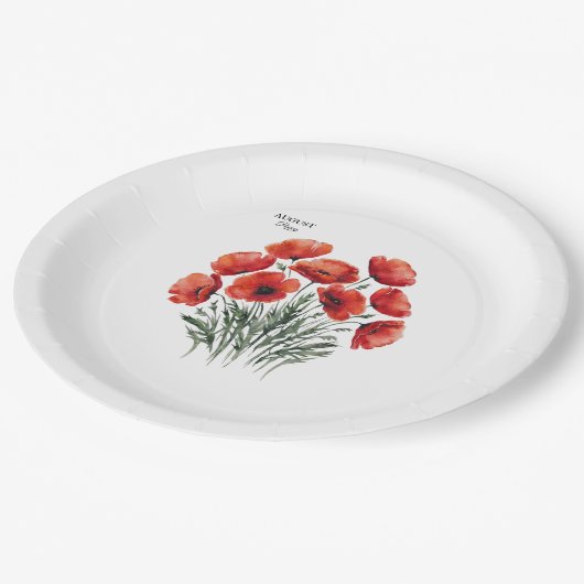 August Poppy Bloom - Gepersonaliseerd verjaardagsc Papieren Bordje (Gekanteld)