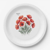 August Poppy Bloom - Gepersonaliseerd verjaardagsc Papieren Bordje (Voorkant)