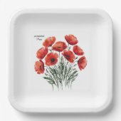 August Poppy Bloom - Gepersonaliseerd verjaardagsc Papieren Bordje (Voorkant)