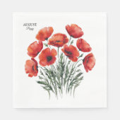 August Poppy Bloom - Gepersonaliseerd verjaardagsc Servet (Voorkant)