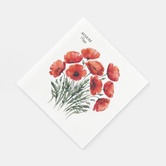 August Poppy Bloom - Gepersonaliseerd verjaardagsc Servet (Hoek)