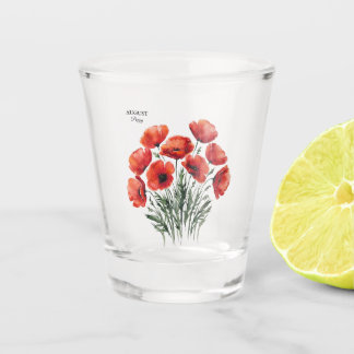 August Poppy Bloom - Gepersonaliseerd verjaardagsc Shot Glas