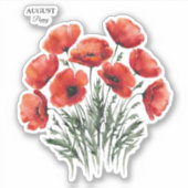 August Poppy Bloom - Gepersonaliseerd verjaardagsc Sticker (Voorkant)