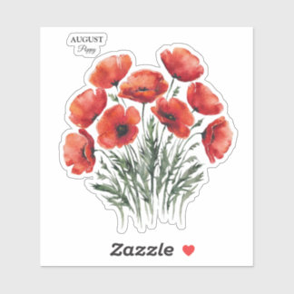 August Poppy Bloom - Gepersonaliseerd verjaardagsc Sticker