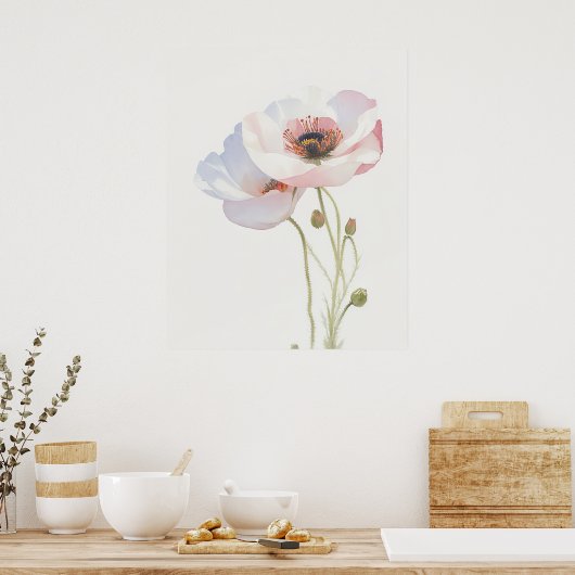August Poppy Geboorte Bloem Poster (Keuken)