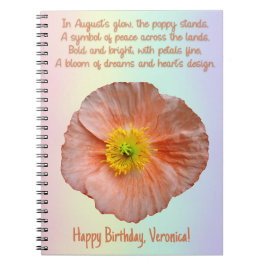 August Poppy Geboorte Bloem Spiraal Notitieboek