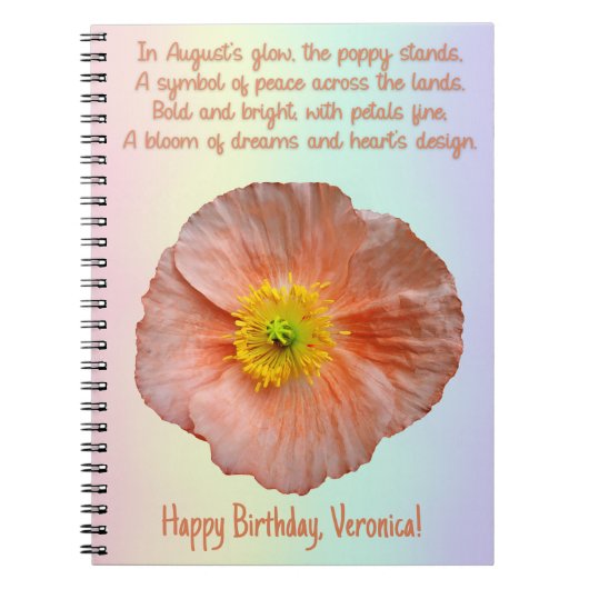 August Poppy Geboorte Bloem Spiraal Notitieboek (Voorkant)