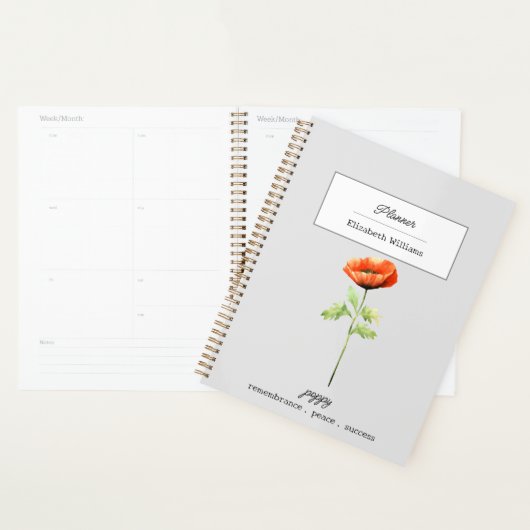 AUGUST POPPY GEBOORTEBLOEM GEPERSONALISEERD PLANNER (Display)