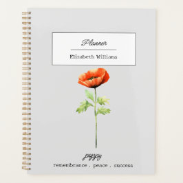 AUGUST POPPY GEBOORTEBLOEM GEPERSONALISEERD PLANNER