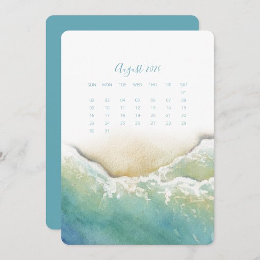 August stand-alone-kalenderzeashore menu (Voorkant / Achterkant)