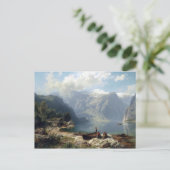 August Wilhelm Leu Sunny Day op een Noorse Fjord Briefkaart (Staand voorkant)