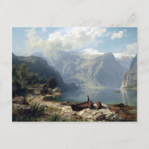 August Wilhelm Leu Sunny Day op een Noorse Fjord Briefkaart