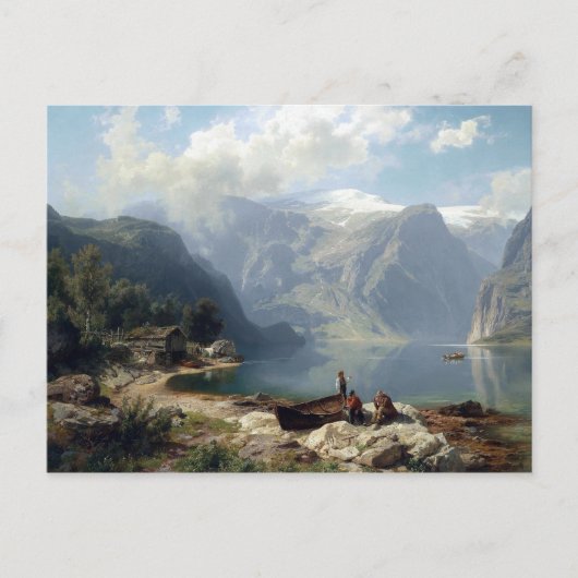 August Wilhelm Leu Sunny Day op een Noorse Fjord Briefkaart (Voorkant)