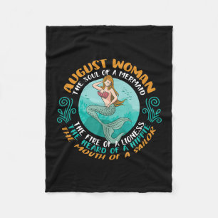 August Woman Soul van Mermaid Leo Zodiac Birthday Fleece Deken