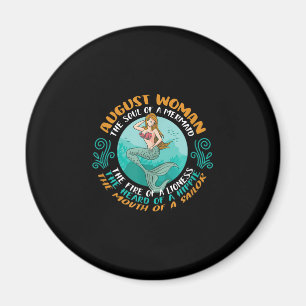 August Woman Soul van Mermaid Leo Zodiac Birthday Magneet
