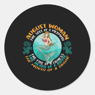 August Woman Soul van Mermaid Leo Zodiac Birthday Ronde Sticker