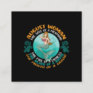 August Woman Soul van Mermaid Leo Zodiac Birthday Vierkante Visitekaartje