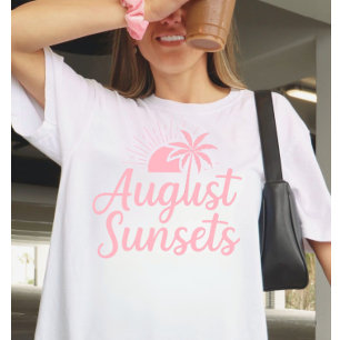August Zonsondergangen  Palmboom Zomer T-shirt