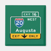 Augusta, GA Road Sign Magneet (Voorkant)