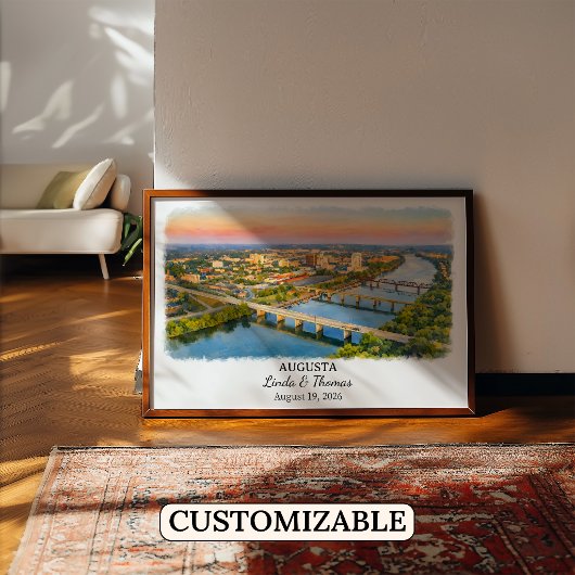 Augusta Georgia Poster, Aquarel, Op Maat Poster