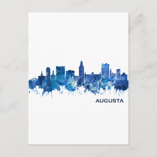 Augusta Georgia Skyline Blue Uitnodiging Briefkaart (Voorkant)