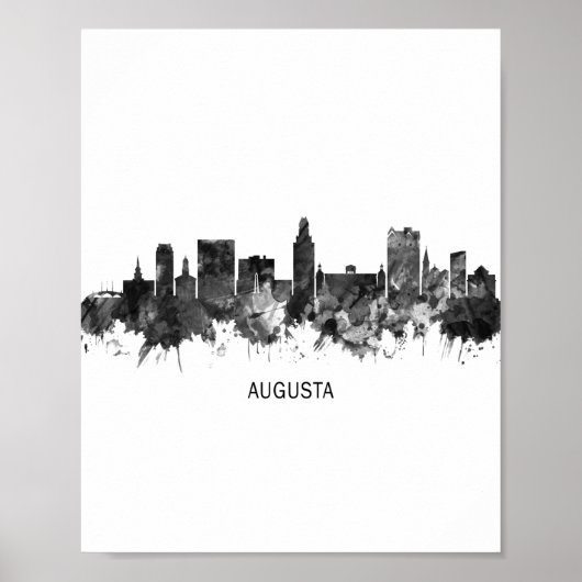 Augusta Georgia Skyline BW Poster (Voorkant)