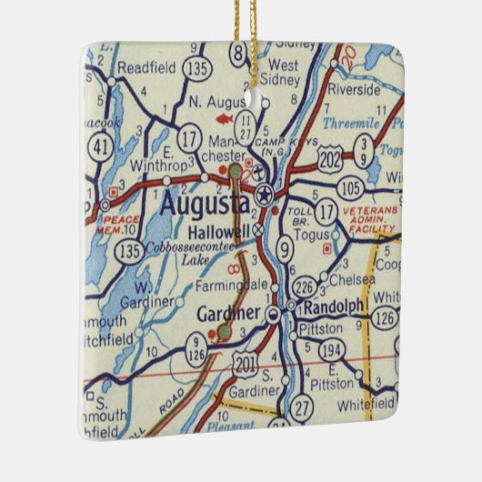 Augusta Maine  Map Keramisch Ornament (Rechts)